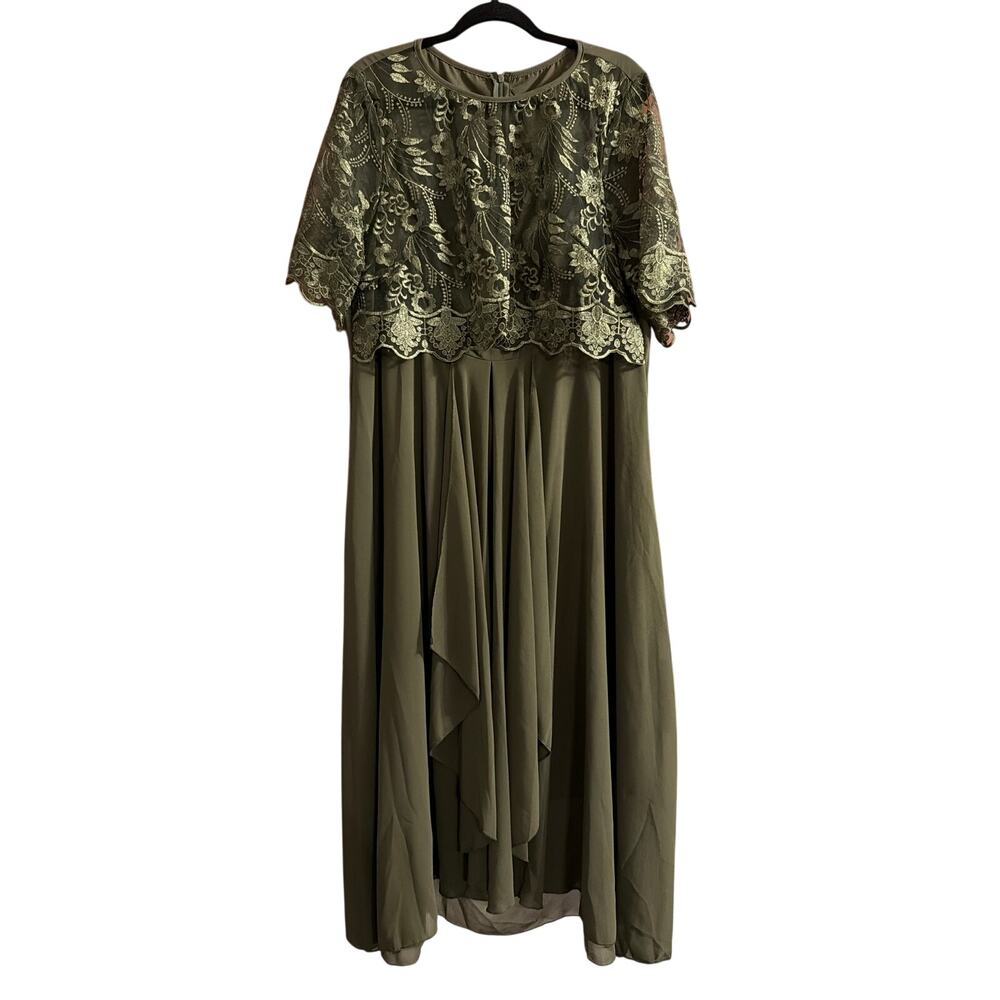 SHEIN Curve Women's Plus Size Green Formal Crochet & Chiffon Dress Size 2X 2XL
